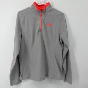 The North Face 1/4 Zip Sweater Womens Size Large Gray Orange Fleece Jacket